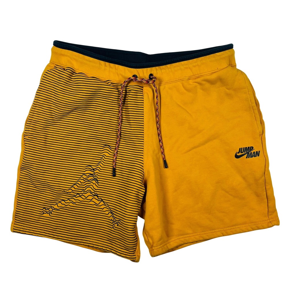 Jordan Jumpman Fleece Shorts Mens Large Gold Black Graphic DJ0186-738 Basketball